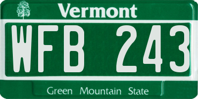 VT license plate WFB243