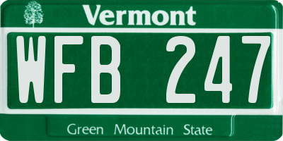 VT license plate WFB247