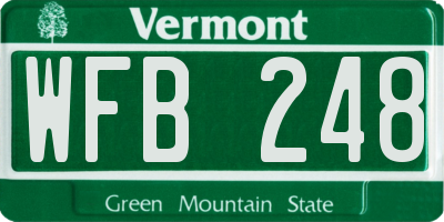 VT license plate WFB248