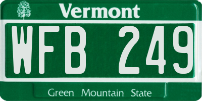 VT license plate WFB249