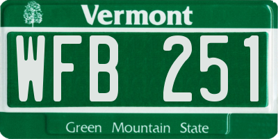 VT license plate WFB251