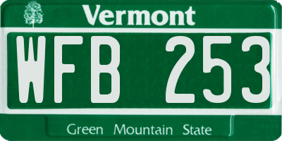VT license plate WFB253