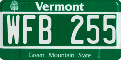 VT license plate WFB255