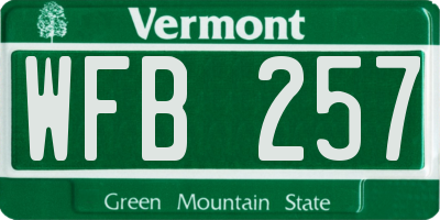 VT license plate WFB257