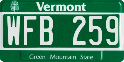 VT license plate WFB259