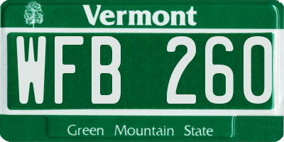 VT license plate WFB260