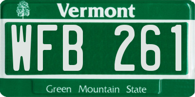 VT license plate WFB261