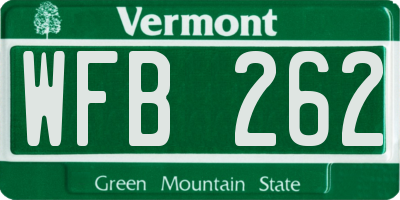VT license plate WFB262