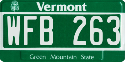 VT license plate WFB263