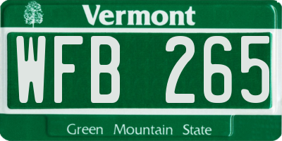 VT license plate WFB265