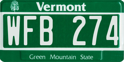 VT license plate WFB274
