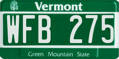VT license plate WFB275