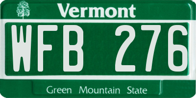 VT license plate WFB276