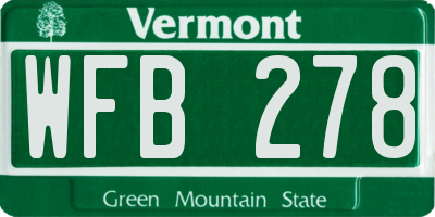 VT license plate WFB278