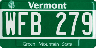 VT license plate WFB279