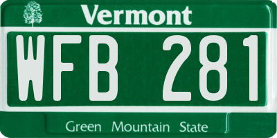 VT license plate WFB281