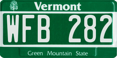 VT license plate WFB282
