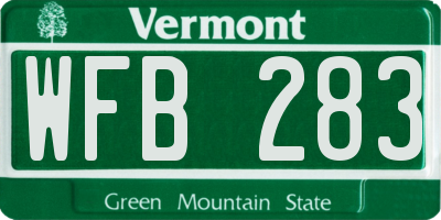 VT license plate WFB283