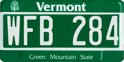 VT license plate WFB284