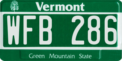 VT license plate WFB286