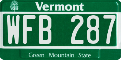 VT license plate WFB287