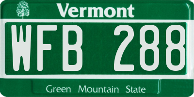 VT license plate WFB288