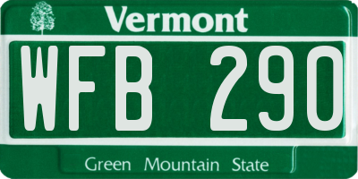 VT license plate WFB290
