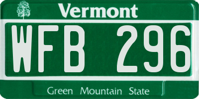 VT license plate WFB296