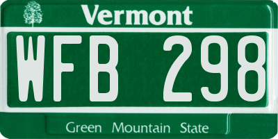 VT license plate WFB298