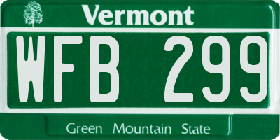 VT license plate WFB299