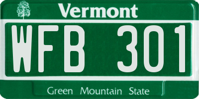 VT license plate WFB301