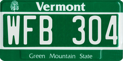VT license plate WFB304