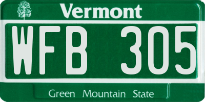 VT license plate WFB305