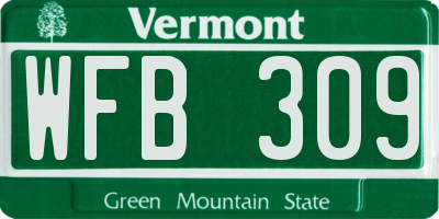 VT license plate WFB309