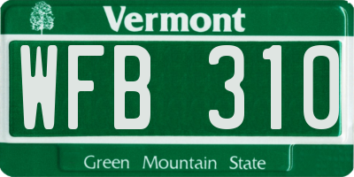 VT license plate WFB310