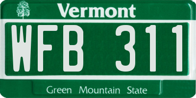 VT license plate WFB311