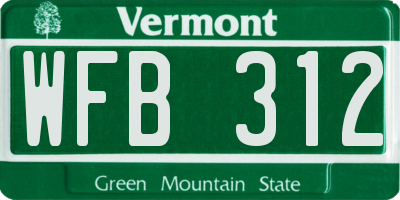 VT license plate WFB312