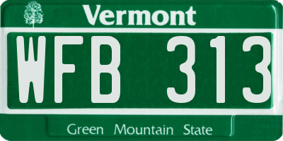 VT license plate WFB313