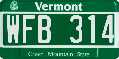 VT license plate WFB314