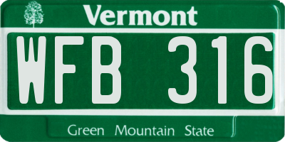 VT license plate WFB316
