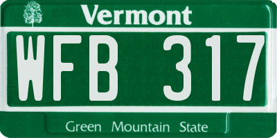 VT license plate WFB317