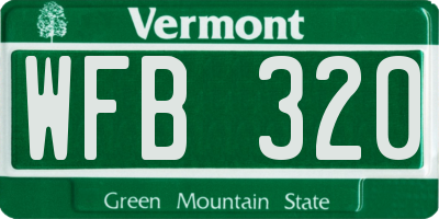 VT license plate WFB320