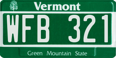 VT license plate WFB321