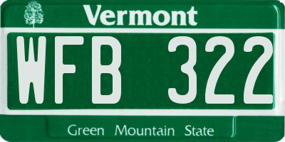 VT license plate WFB322