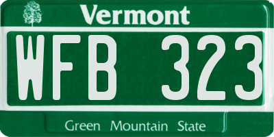 VT license plate WFB323