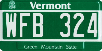 VT license plate WFB324