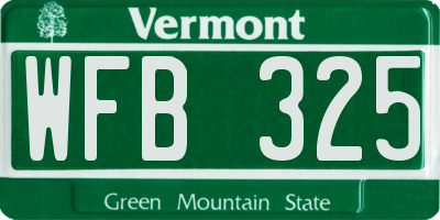 VT license plate WFB325