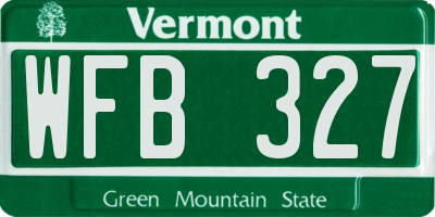 VT license plate WFB327