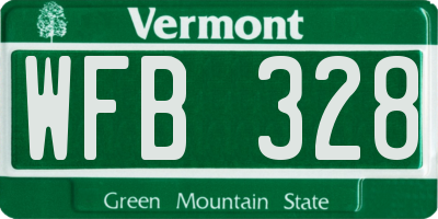 VT license plate WFB328