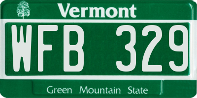 VT license plate WFB329